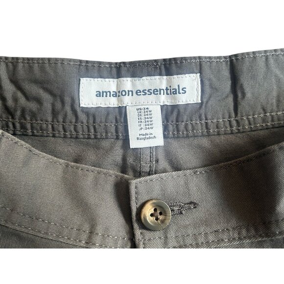 Amazon Essentials Men's Classic-Fit Cargo Short 100% Cotton 10" Inseam Gray 34W - Picture 4 of 10